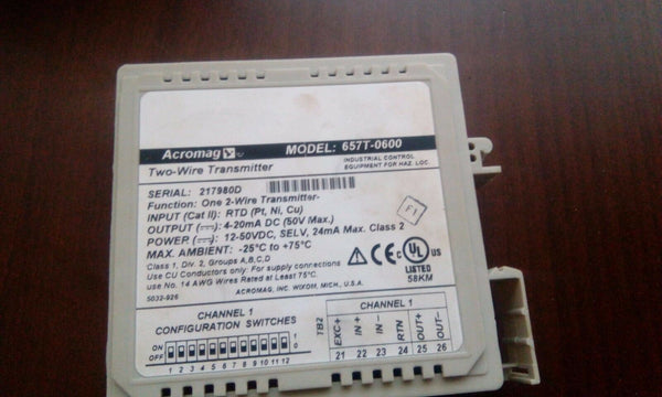 Acromag Single channel RTD 2-wire transmitter 657t-0600