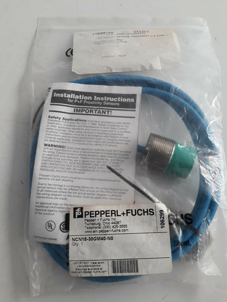Pepperl Fuchs NCN15-30GM40-N0 Ncn15-30gm40-n0 Inductive Proximity Sensor